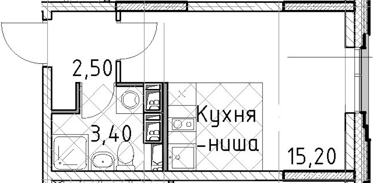 Квартира студия 21.1 м², 13/13 эт., ЖК «Тайм Сквер»